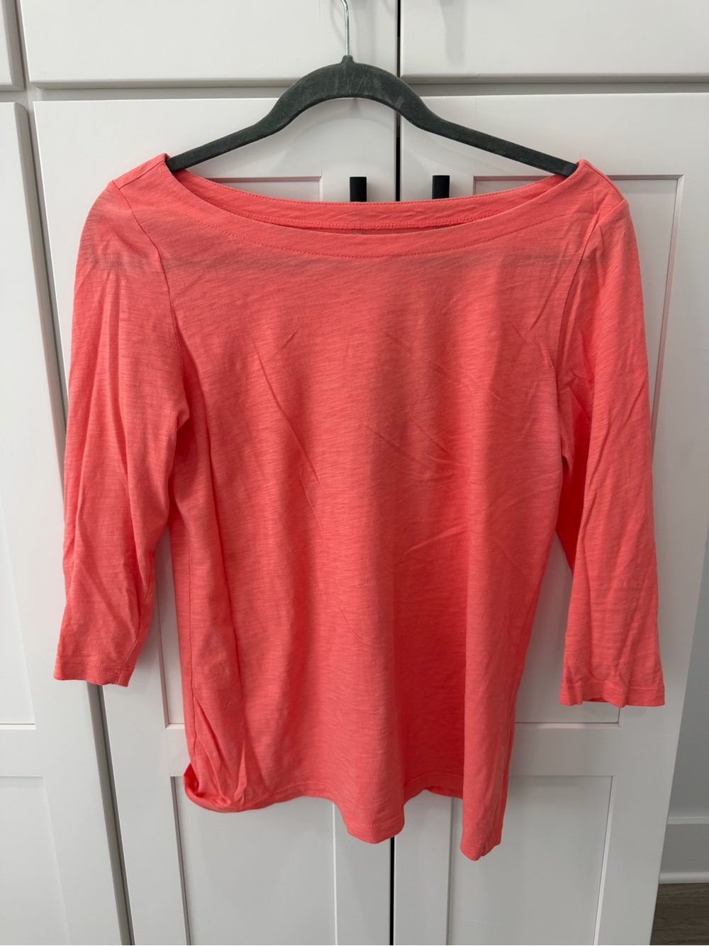 LOFT Coral Pink Boatneck 3/4 Sleeve Top